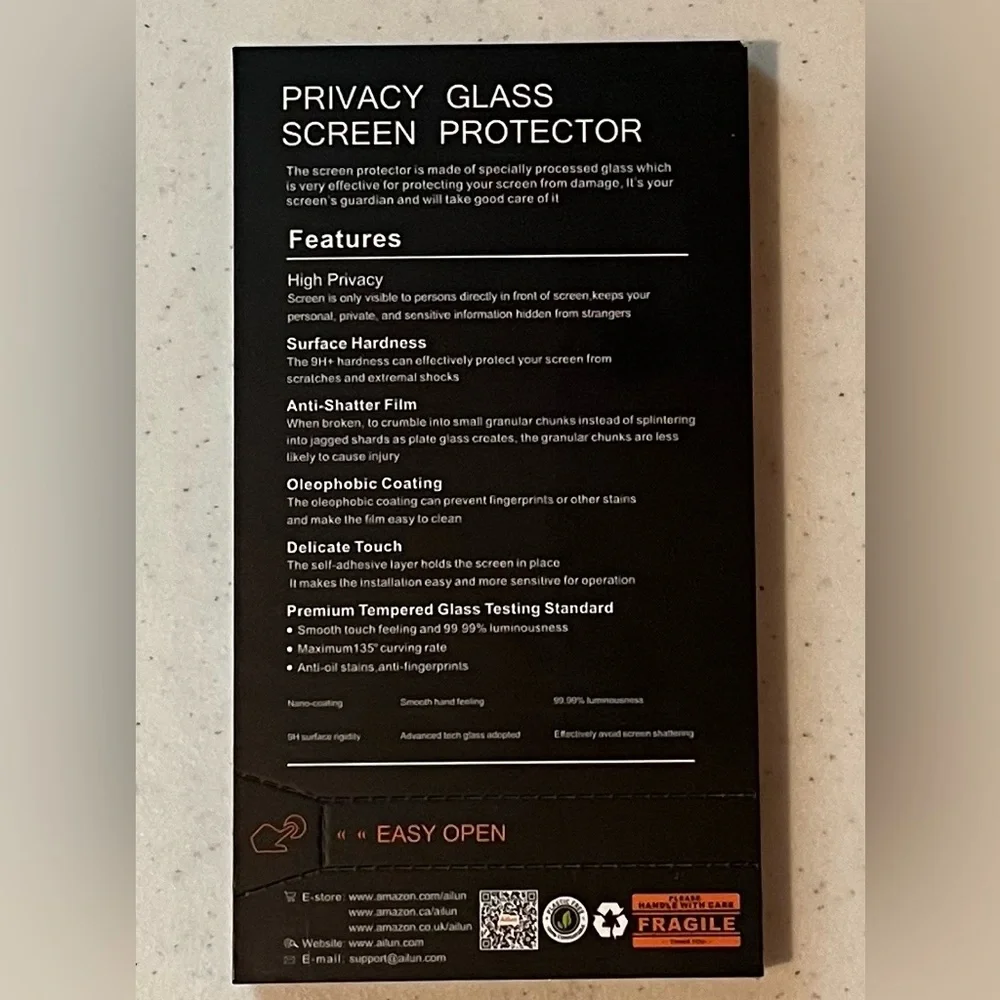 Ailun Privacy Glass Screen Protector - 2 pack for iPhone 13 (6.1) NWT